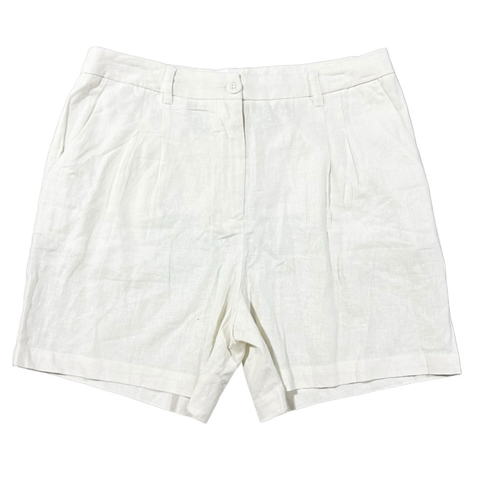 Violets & Roses White High Rise Linen Blend Pleated Casual Shorts Size 12/31 NWT - Picture 2 of 9